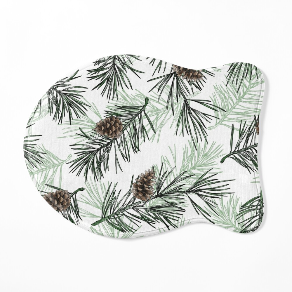 Natural pattern of pine cones and evergreen branches in green and