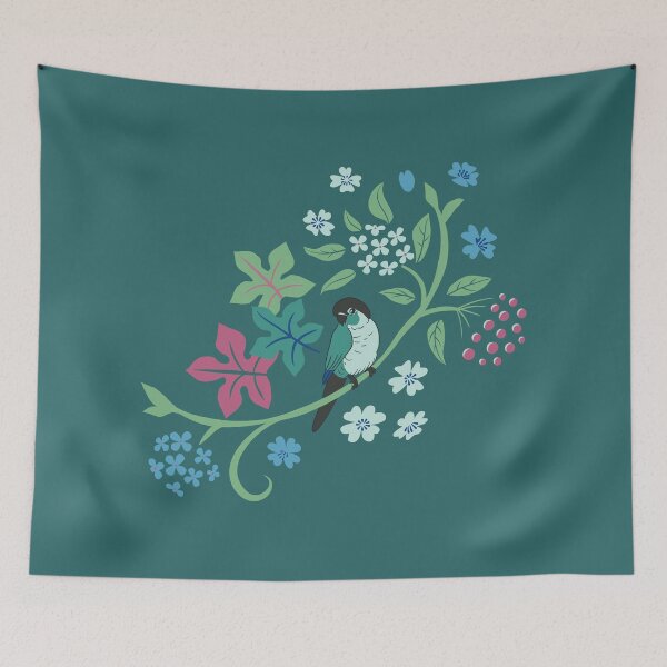 Item preview, Turquoise green cheek conure - vignette designed and sold by selfproclaimd.