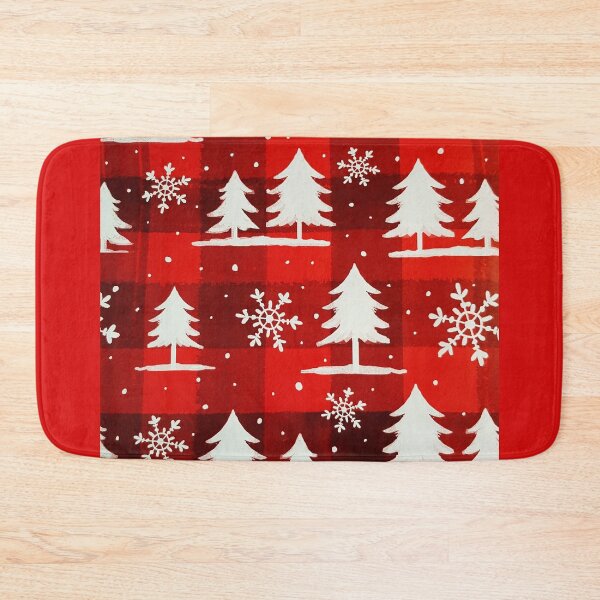 Item preview, Red Buffalo Plaid Snowy Evergreen Forest designed and sold by Kim Arnott.