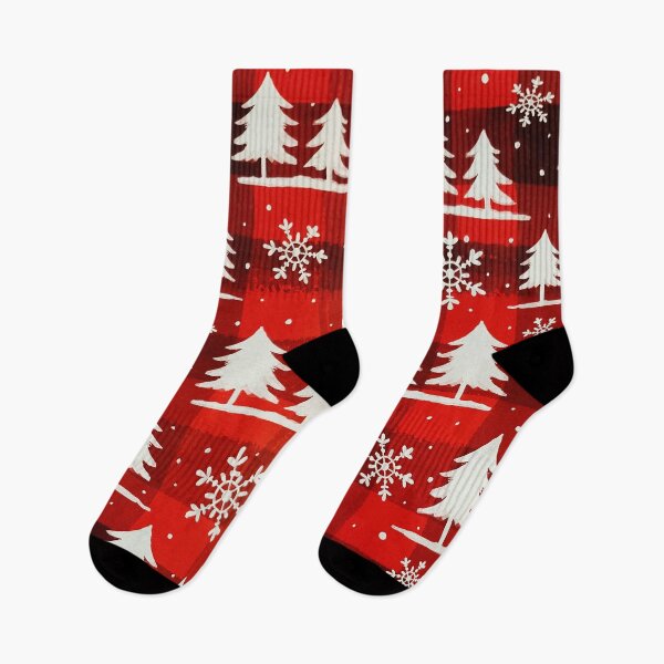 Item preview, Red Buffalo Plaid Snowy Evergreen Forest designed and sold by Kim Arnott.