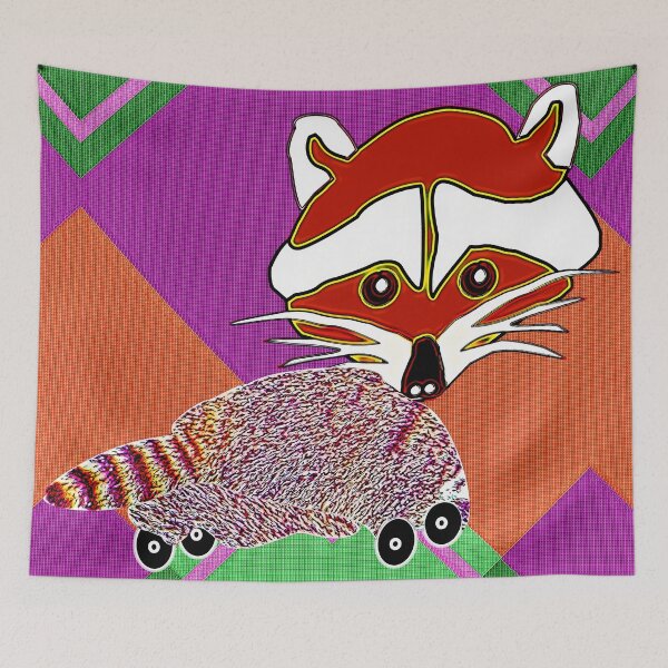 Item preview, STRIKING AND FUNNY ABSTRACT PORTRAIT OF AN ADORABLE BABY RACCOON SKATING* designed and sold by Ralek.