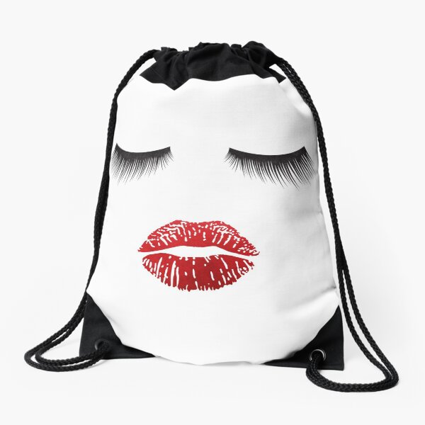 Vista previa del artículo con la obra «Pestañas y Labios - Rostro de Maquillaje de Pestañas y Labios Rojos Acuarela», diseñado y vendido por Elsy's Art.