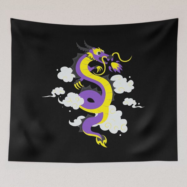 Aperçu de l'œuvre Lunar New Year Non Binary Dragon. Nonbinary Pride créée et vendue par Subtle Pride Shop.