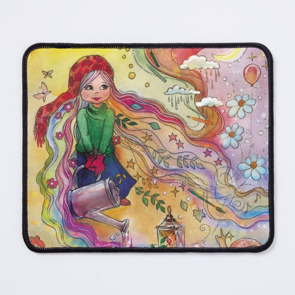 Item preview, Water Your Life and Flourish, Whimsical Mighty Girl Watercolor Art  designed and sold by BohemiWANDERS.