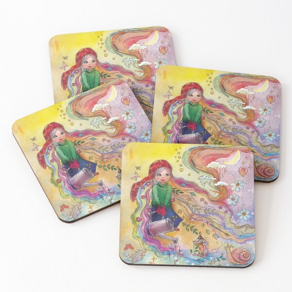 Item preview, Water Your Life and Flourish, Whimsical Mighty Girl Watercolor Art  designed and sold by BohemiWANDERS.