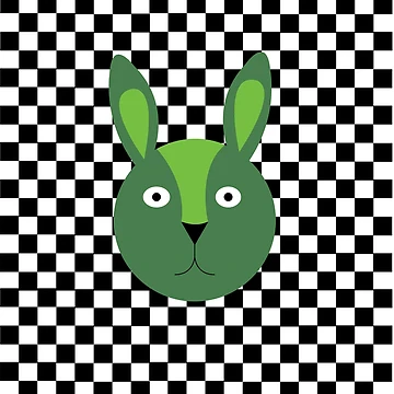 Artwork thumbnail, Green Bunny Rabbit On Checker Pattern by ColorZoo