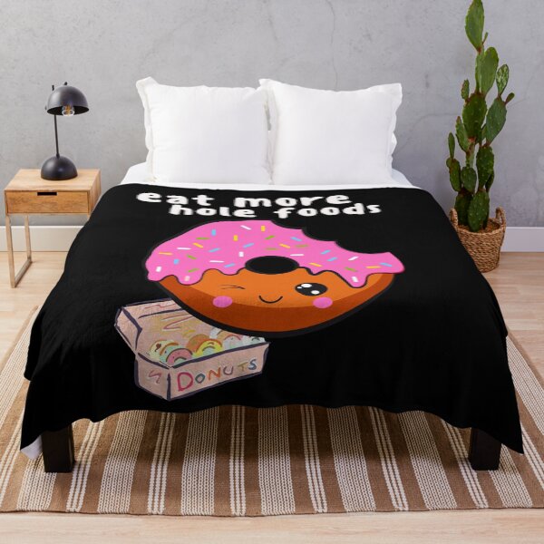Item preview, eat more hole foods, kawaii donut, funny healthy eating pun, comic cartoon cake designed and sold by allycat57.