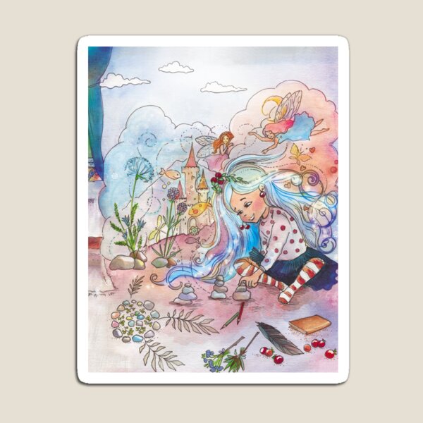 Item preview, Whimsical Fairies and Nature Play, Unique Watercolor Playful Art  designed and sold by BohemiWANDERS.