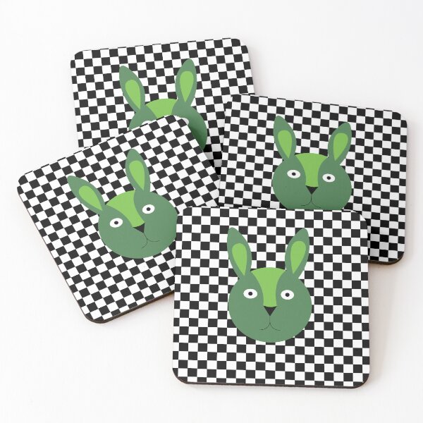 Item preview, Green Bunny Rabbit On Checker Pattern designed and sold by ColorZoo.