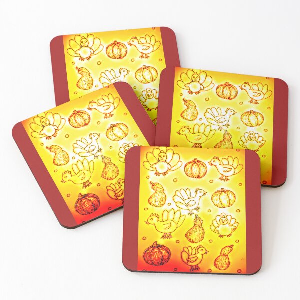 Item preview, Harvest Turkeys in fiery yellow and orange  designed and sold by Ivy-Bindig.