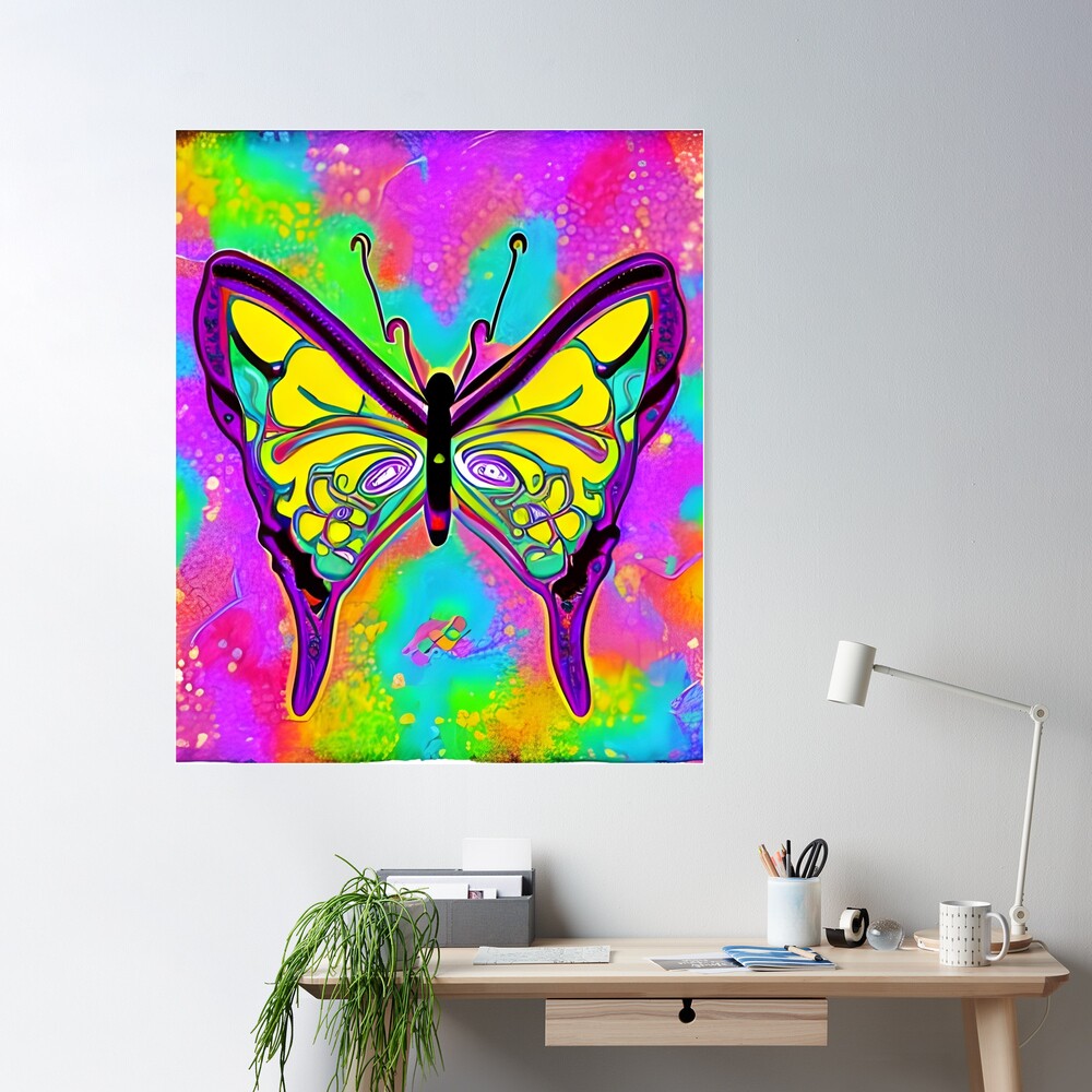 Colorful Butterfly Art PRINT From Painting Primary Colors Butterflies Wing  Abstract Bug CANVAS Rainbow Colors Large Artwork Insect Nature 