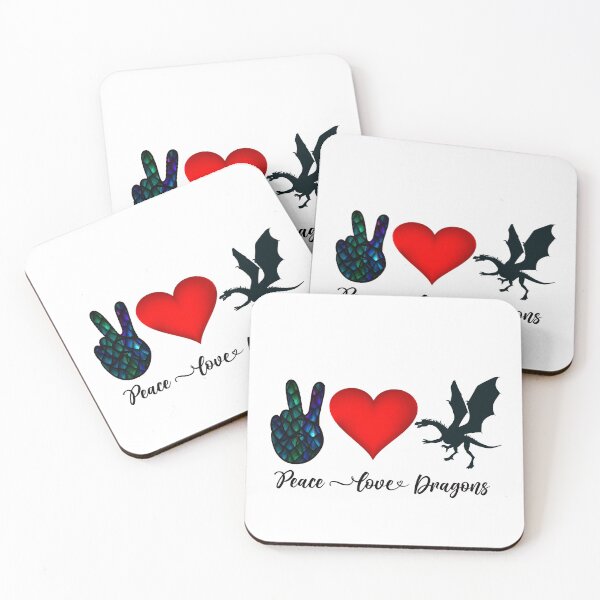 Peace, Love, Dragons Coasters (Set of 4)