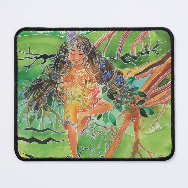 Item preview, Mindful Child In Tree Pose, Stay Grounded Yoga Child, Whimsical Watercolor Kid Art designed and sold by BohemiWANDERS.
