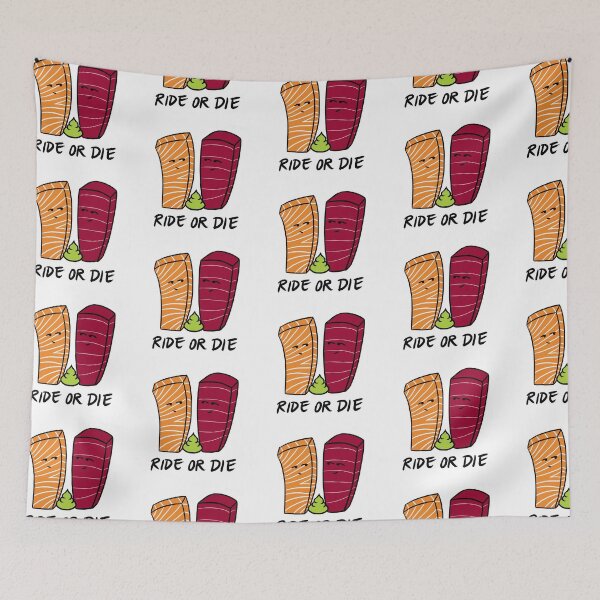 Item preview, Salmon and Tuna Sashimi Ride or Die designed and sold by bonniemamadraws.