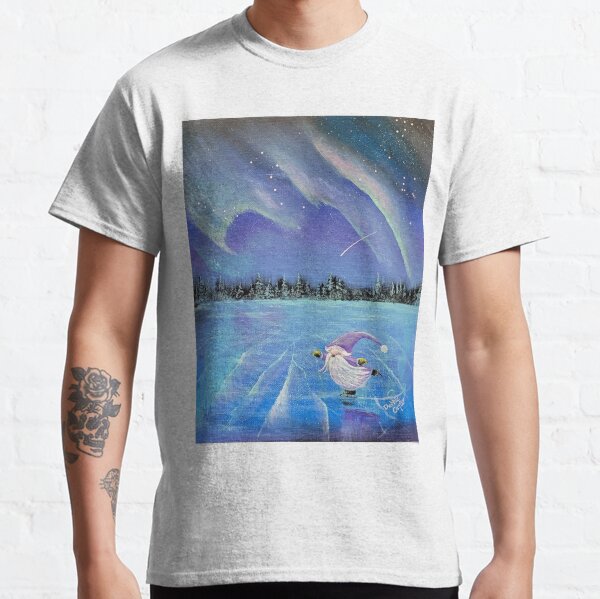 Gnome Skating under Aurora Classic T-Shirt