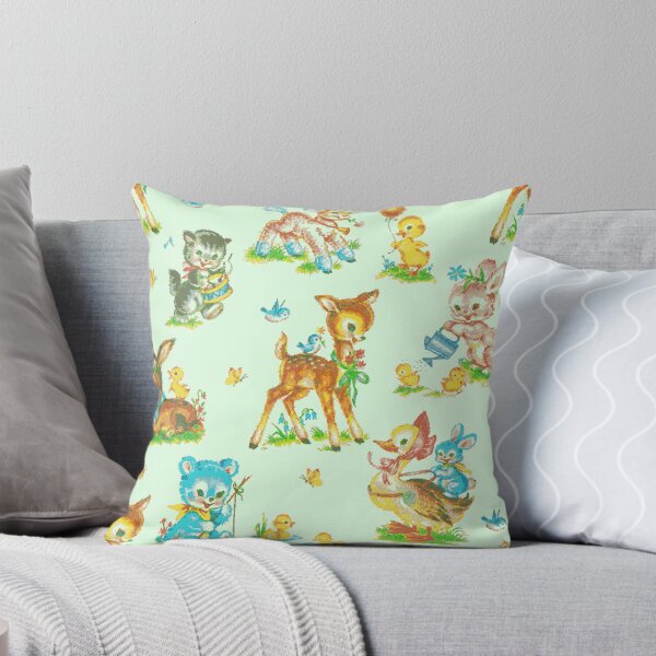 Item preview, vintage cute baby animals green  designed and sold by Gossip Rag.