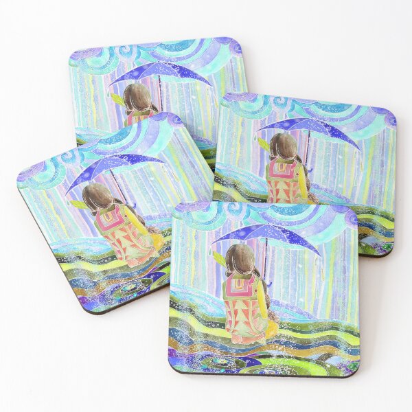 Item preview, Beautiful Healing Rainbow Rain, Whimsical Colorful Rain and Clouds,  designed and sold by BohemiWANDERS.