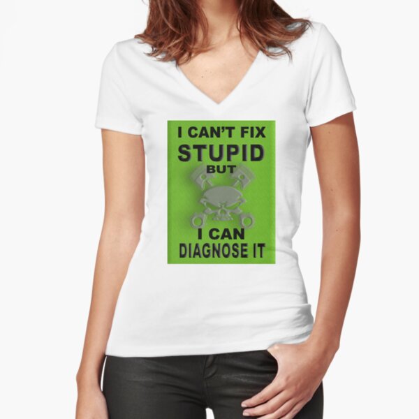 I Can't Fix Stupid BUT I Can Diagnose It Fitted V-Neck T-Shirt
