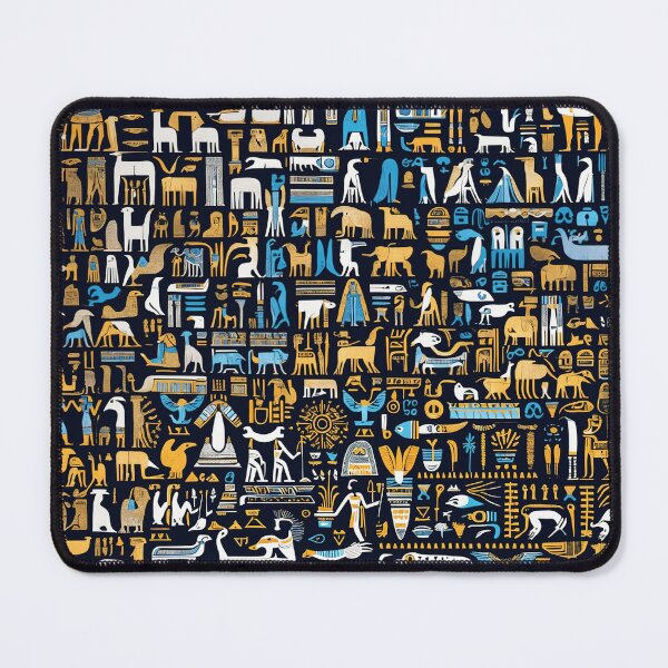 Item preview, Ancient Egyptian blue, white and golden pictograms and hieroglyphs olden colorful pattern designed and sold by ArtifactVault.