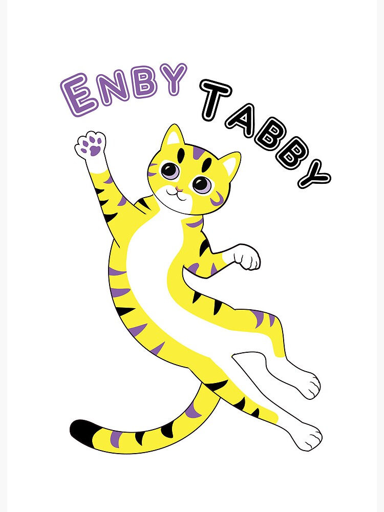 Thumbnail 2 of 2, Art Board Print, Enby Tabby (mackerel pattern) designed and sold by WolfberryStudio.