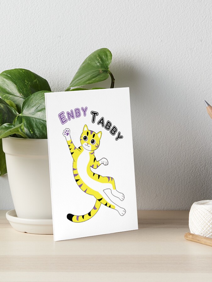 Thumbnail 1 of 2, Art Board Print, Enby Tabby (mackerel pattern) designed and sold by WolfberryStudio.