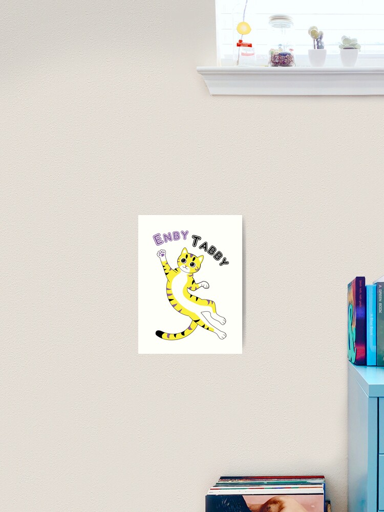 Thumbnail 2 of 3, Art Print, Enby Tabby (mackerel pattern) designed and sold by WolfberryStudio.