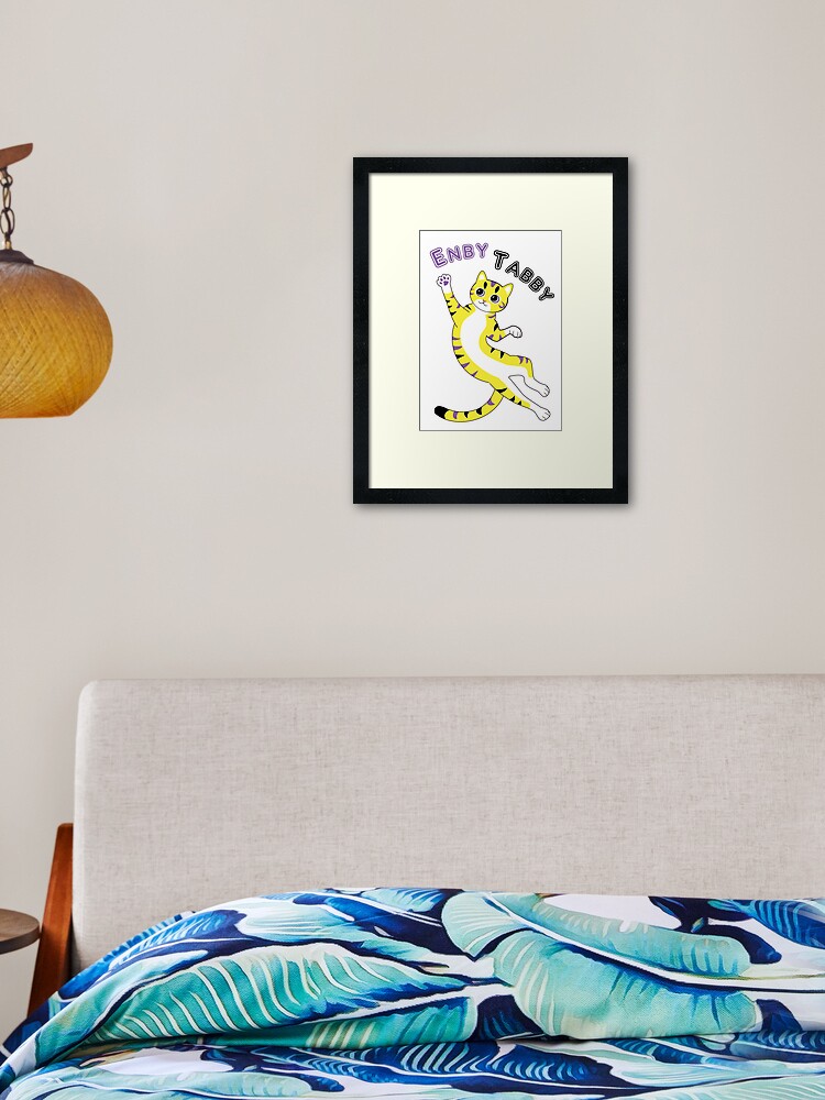 Thumbnail 2 of 7, Framed Art Print, Enby Tabby (mackerel pattern) designed and sold by WolfberryStudio.