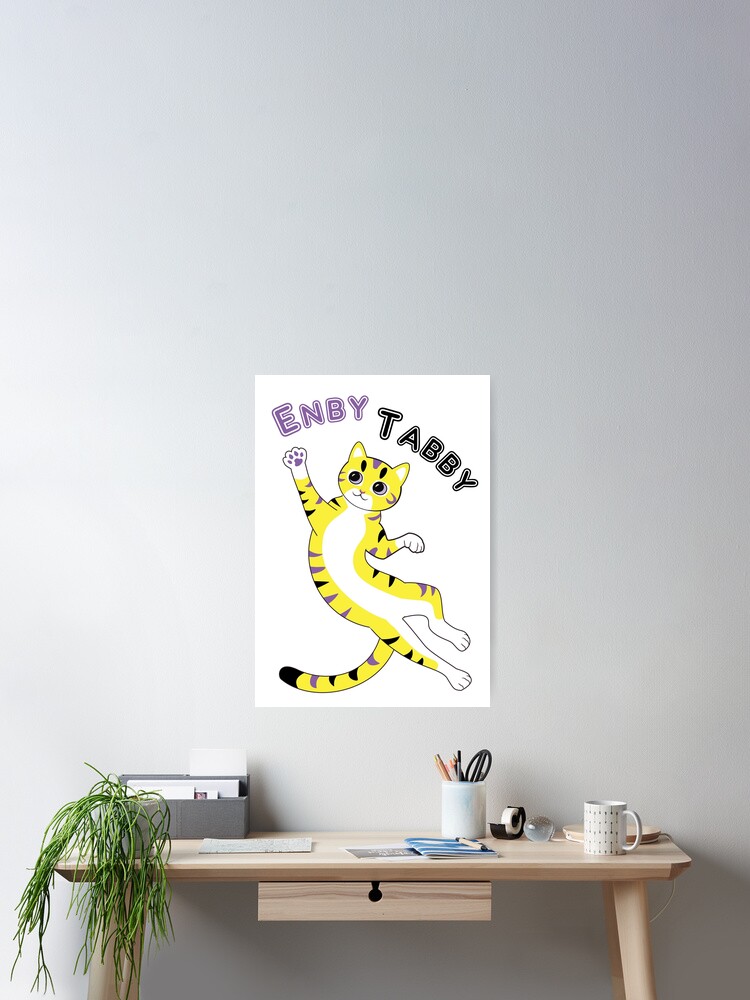Thumbnail 2 of 3, Poster, Enby Tabby (mackerel pattern) designed and sold by WolfberryStudio.