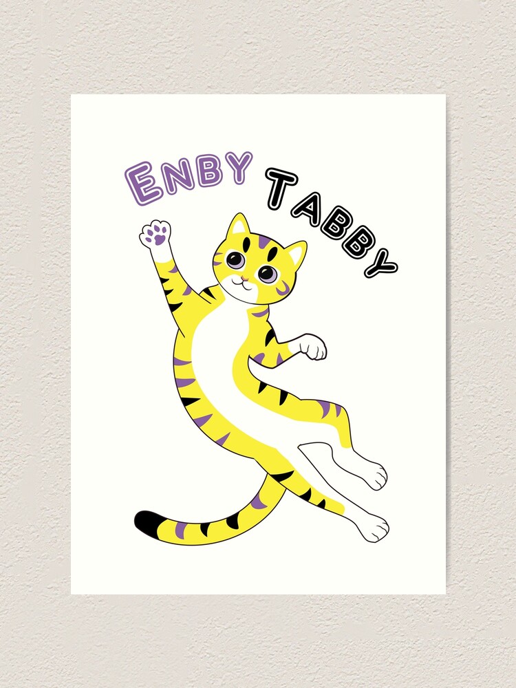 Thumbnail 1 of 3, Art Print, Enby Tabby (mackerel pattern) designed and sold by WolfberryStudio.