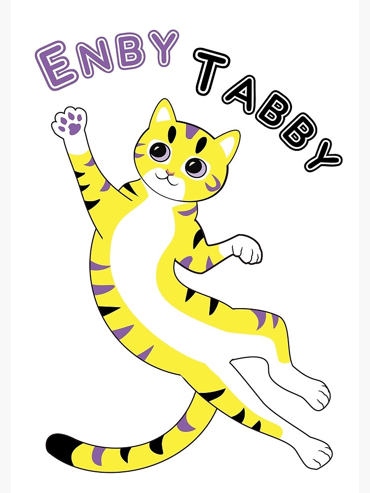 Thumbnail 3 of 3, Canvas Print, Enby Tabby (mackerel pattern) designed and sold by WolfberryStudio.
