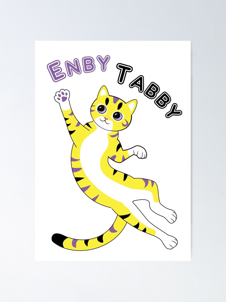 Thumbnail 1 of 3, Poster, Enby Tabby (mackerel pattern) designed and sold by WolfberryStudio.