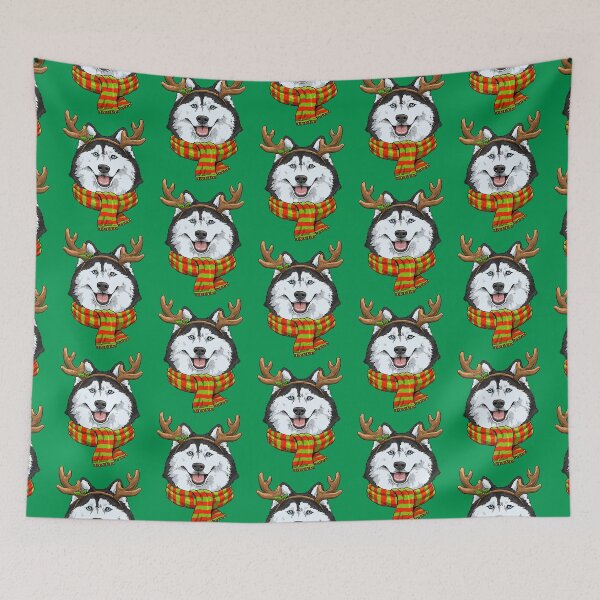 Artikelvorschau, Siberian Husky Hund Weihnachten Weihnachtsmann Rentier Xmas185 entworfen und verkauft von MichelCody.