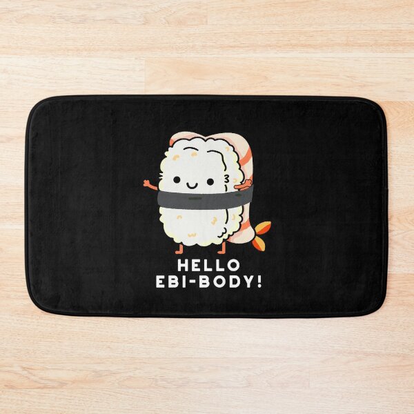 Item preview, Hello Ebi-body Funny Ebi Sushi Puns (Dark BG) designed and sold by punnybone.