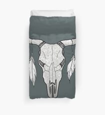 Decorated Bull Skull Mandala Pattern Duvet Cover