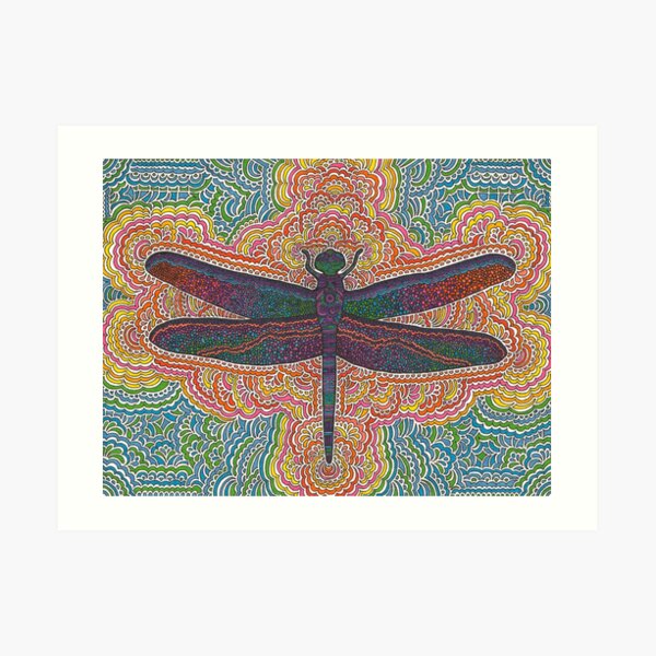 Dragonfly Drawing Meditation Art Print