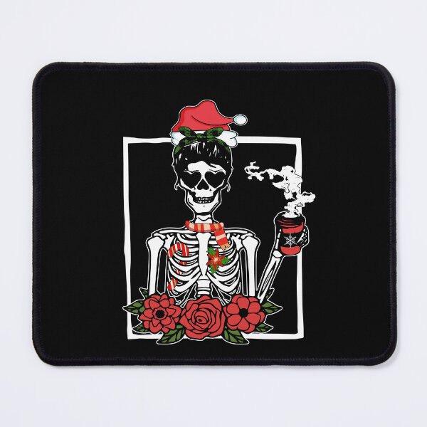 Item preview, Christmas Skeleton Messy Bun Smiling Skull Drinking Coffee Latte Women Girls designed and sold by RikoAiba.
