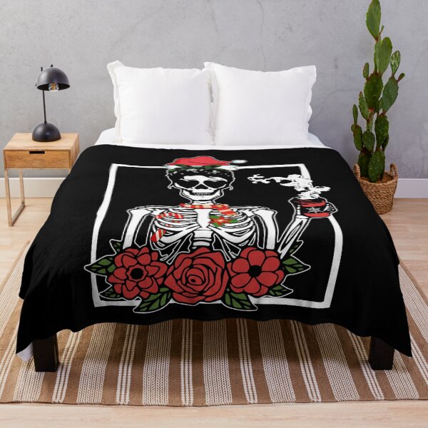 Item preview, Christmas Skeleton Messy Bun Smiling Skull Drinking Coffee Latte Women Girls designed and sold by RikoAiba.