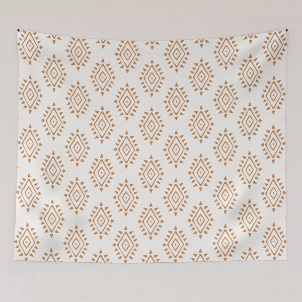 Item preview, hand drawn abstract aztec style symbol - cream and ochre designed and sold by Chelsea Jay.