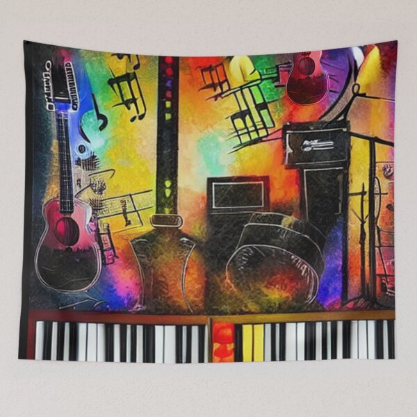 Item preview, Guitar musical notes and piano designed and sold by Artbellachi.