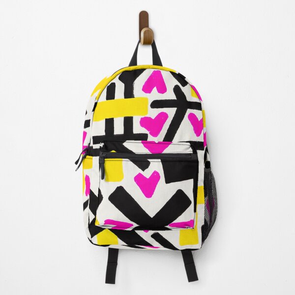 Item preview, Hearts and Crosses - Abstract Pop Art - Black, Yellow, Pink, and White designed and sold by Inomaly Art.
