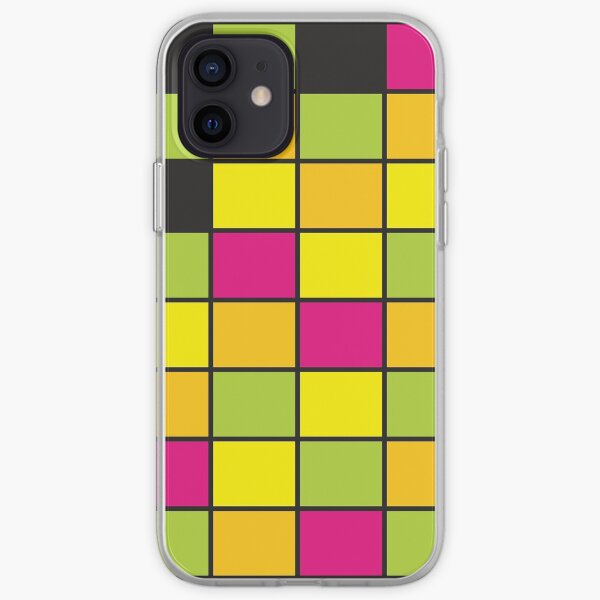 Bright Neon Colored Squares Pattern iPhone Soft Case