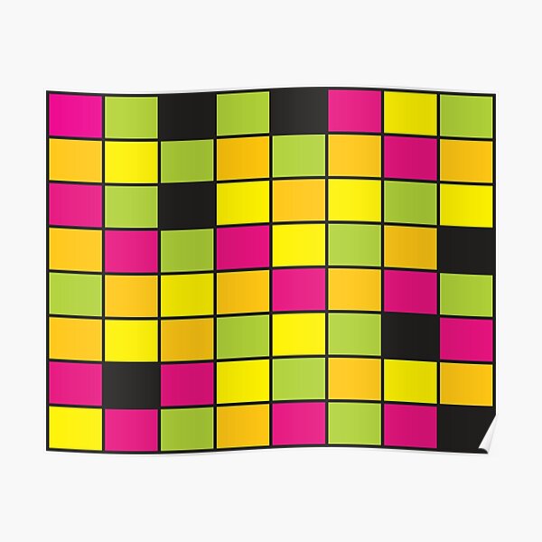 Bright Neon Colored Squares Pattern Poster