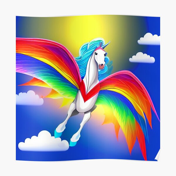 "THE HORSE FLYING IN THE COLORS OF IMAGINATION" Poster for Sale by