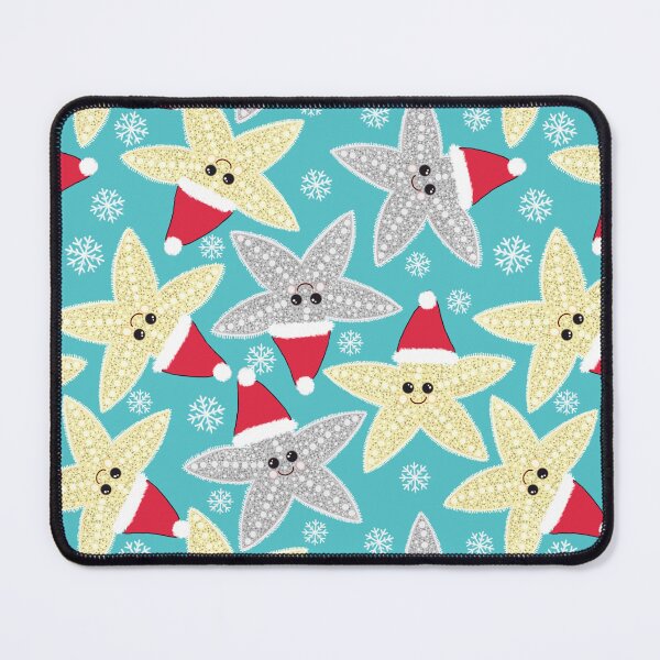 Item preview, Fluffy silver and gold Christmas starfish on teal designed and sold by QuirkyCraftz.