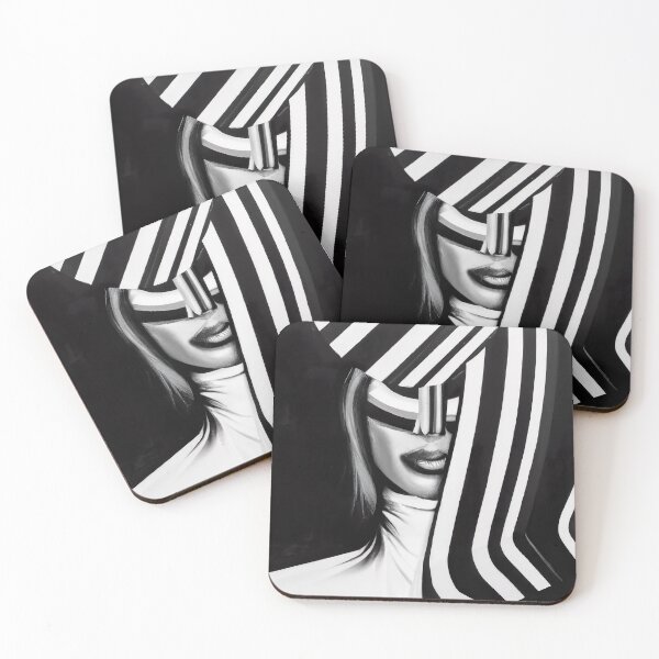 Item preview, Woman Half Covered in Stripes - Abstract Pop Art - Black and White designed and sold by Inomaly Art.