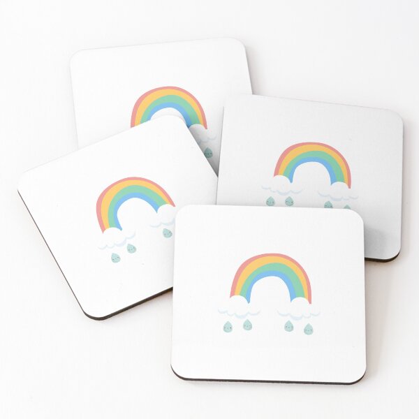 Item preview, Rainbow with Clouds and Happy Raindrops designed and sold by luckymooninc.