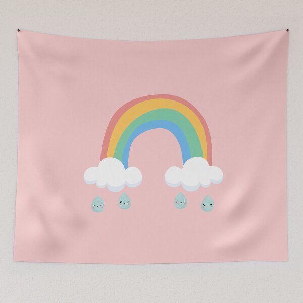 Item preview, Rainbow with Clouds and Happy Raindrops designed and sold by luckymooninc.