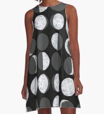 Moon Phases Chart - Dark A-Line Dress