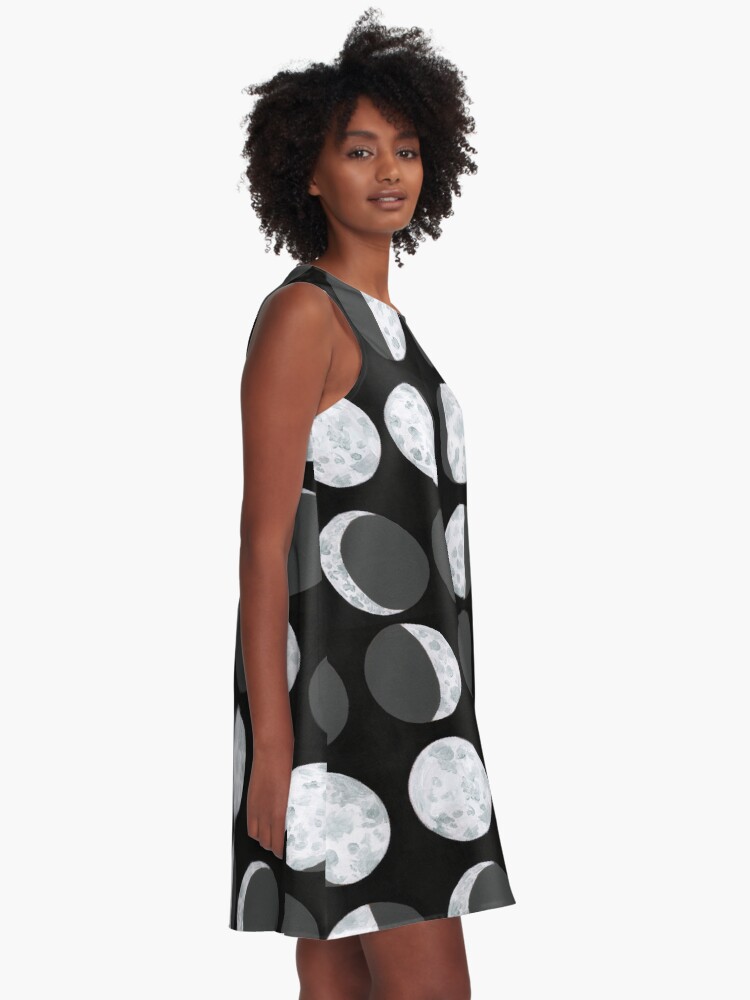 Alternate view of Moon Phases Chart - Dark A-Line Dress