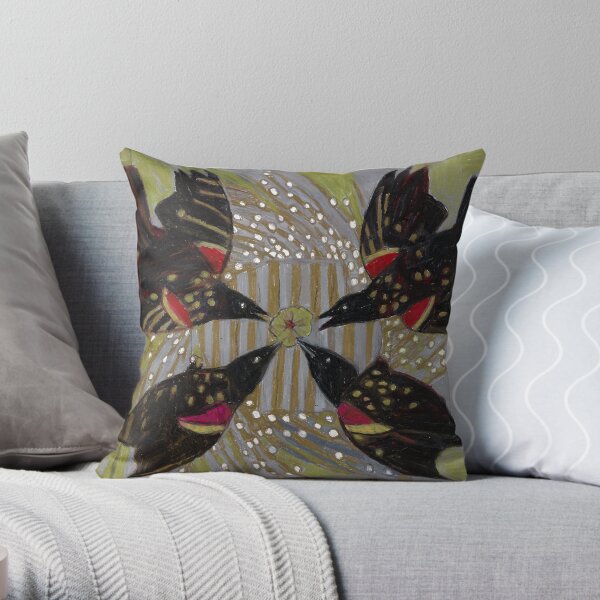 Four Calling Birds Throw Pillow